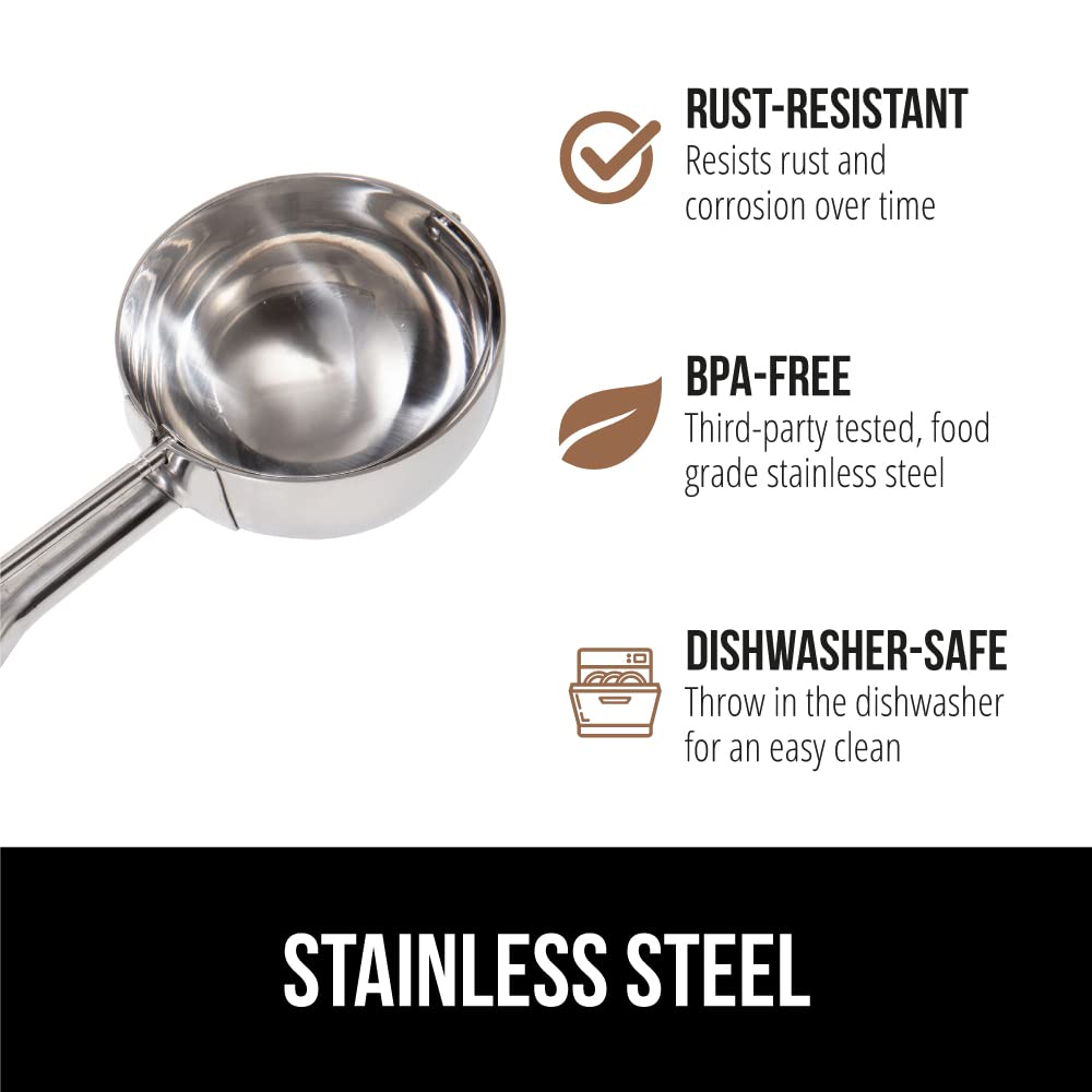 Gorilla Grip release mechanism ejects ingredients smoothly for fast cleanup.