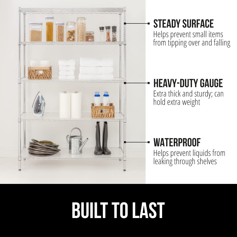 GORILLA GRIP ShelfGuard liner heavy-duty construction supports heavier items.