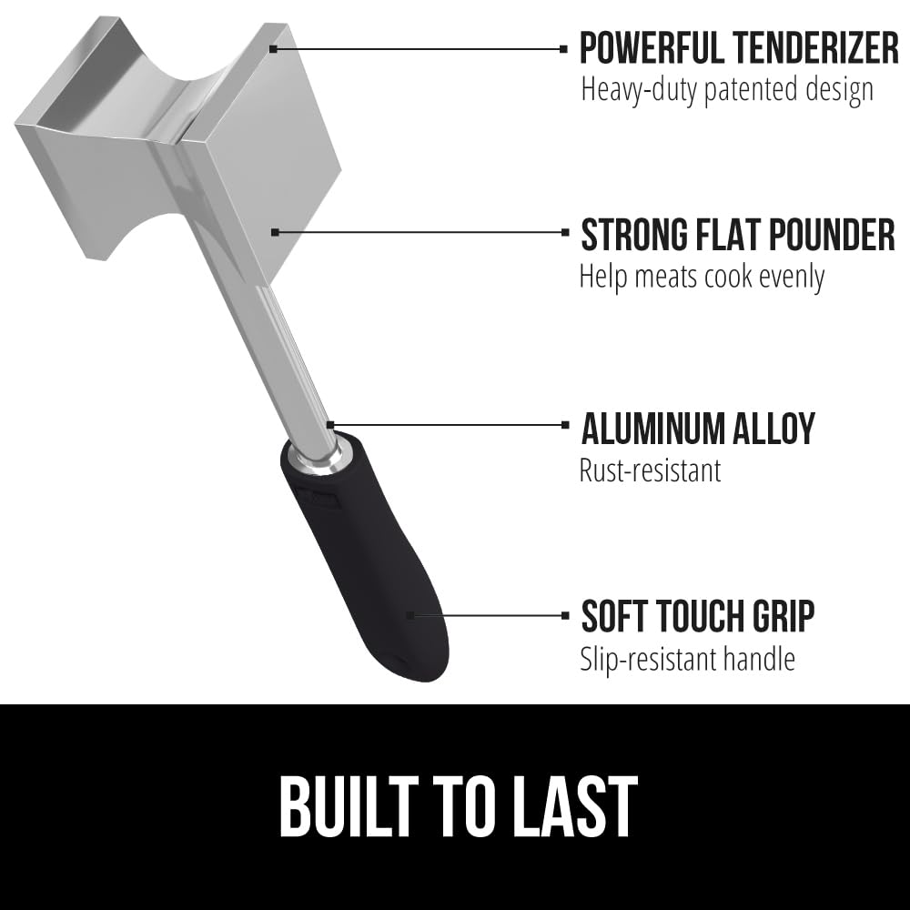 GORILLA GRIP soft-touch handle for comfortable grip during tenderizing.
