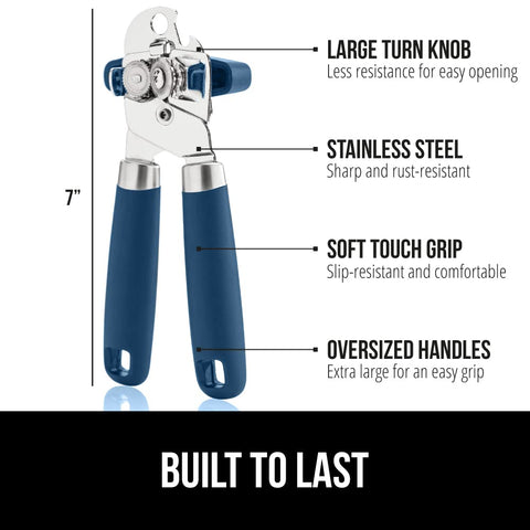 GORILLA GRIP stainless-steel blade shown up close for durable, rust-resistant cutting.