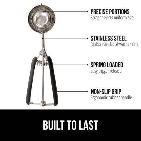 Gorilla Grip stainless steel scoop ideal for durable, uniform portions.