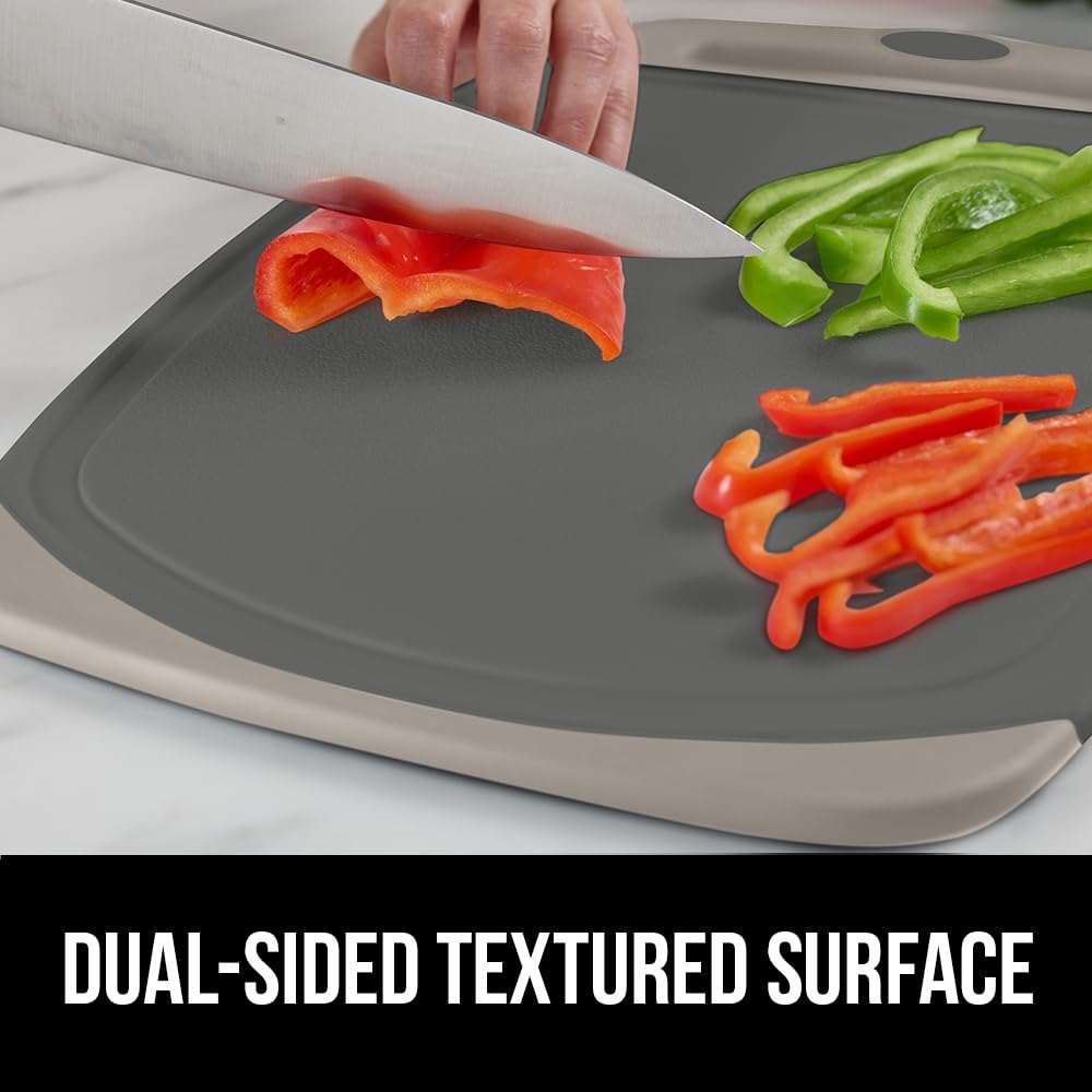 GORILLA GRIP three-piece cutting board set provides dedicated prep space.