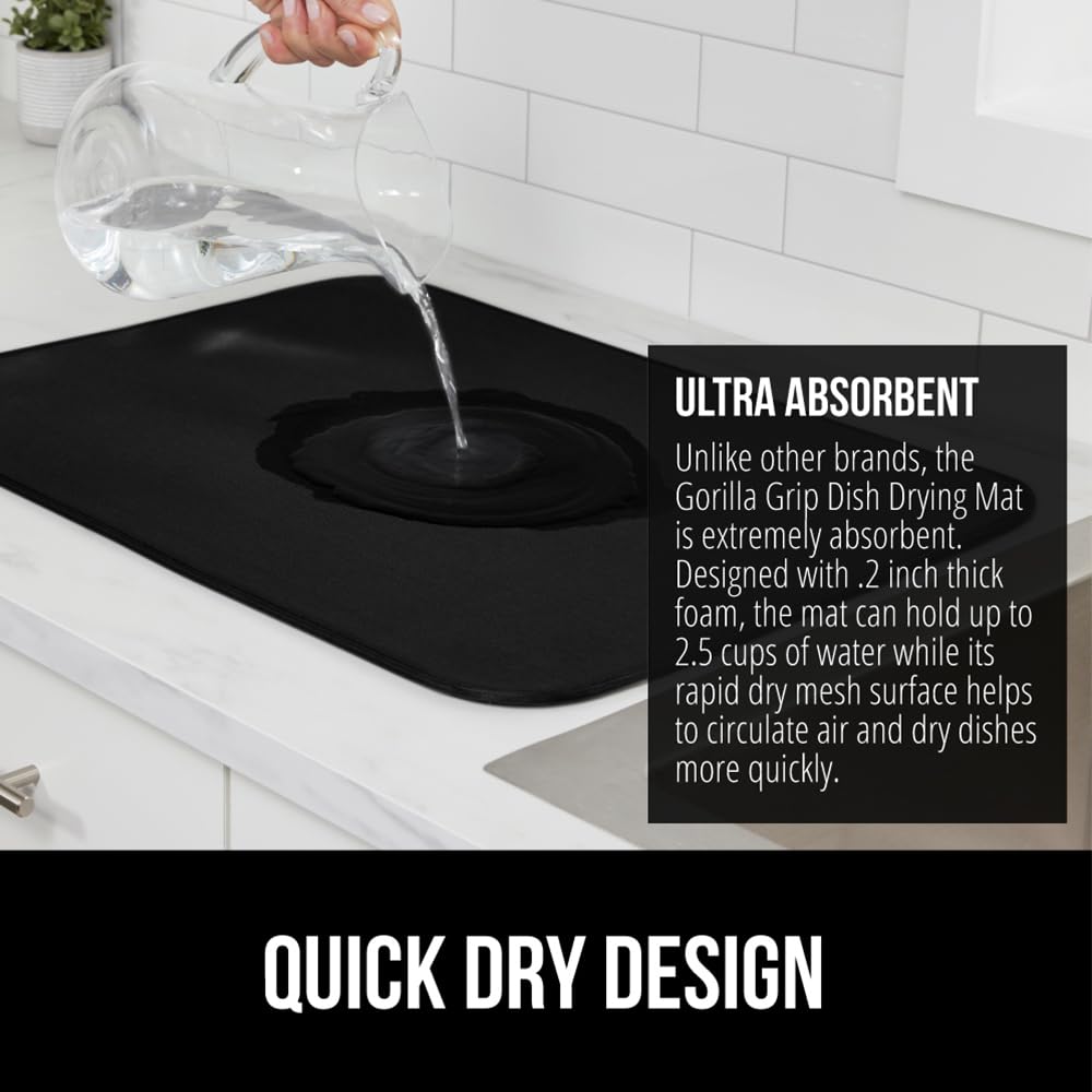 Gorilla Grip Ultra slip-resistant backing keeps the mat fixed during use.