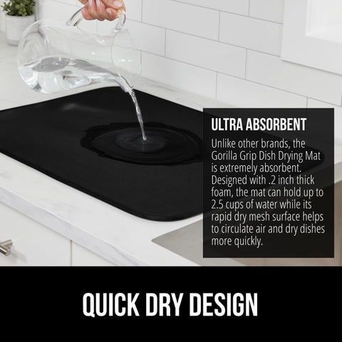 Gorilla Grip Ultra slip-resistant backing keeps the mat fixed during use.