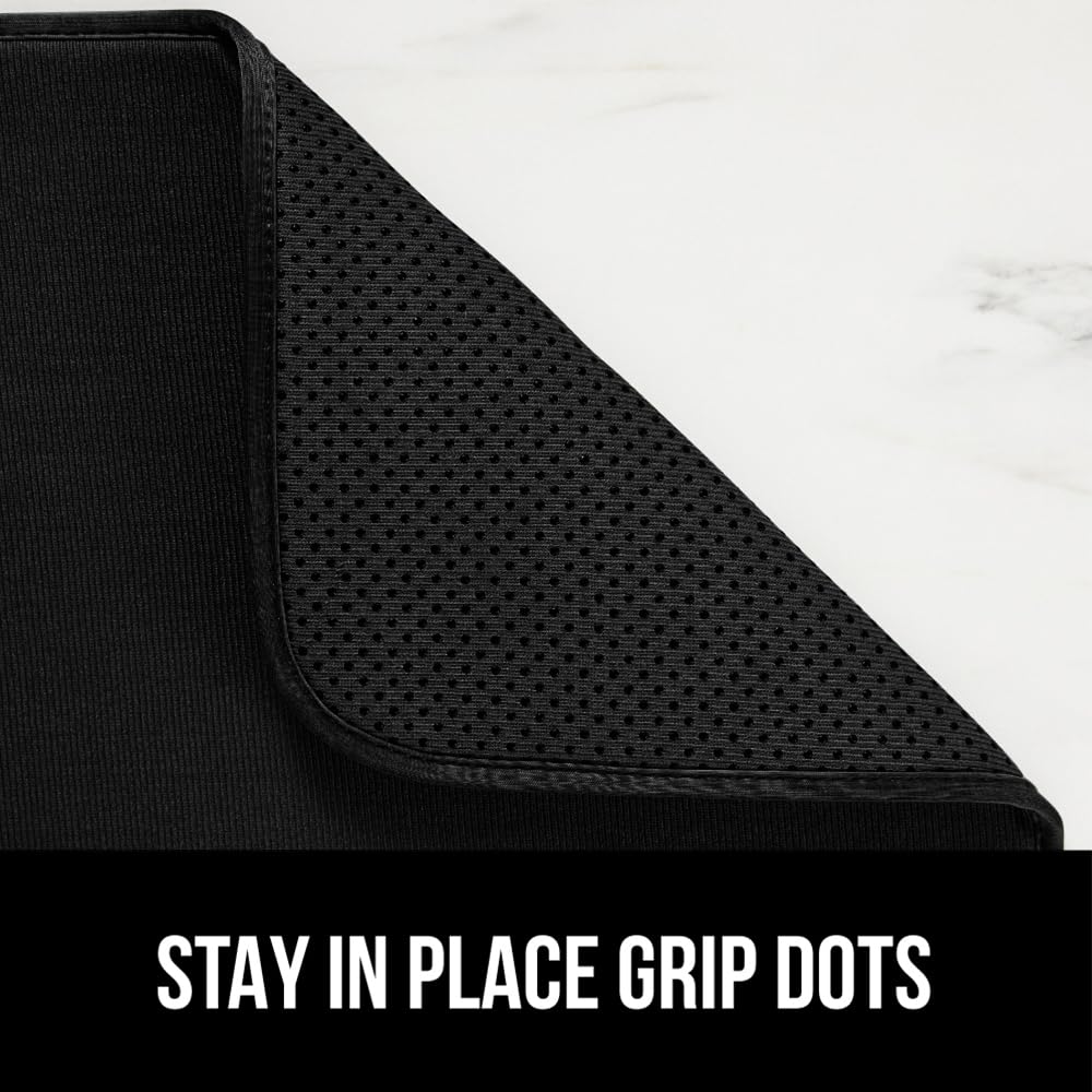 Gorilla Grip Ultra mat placed under a drying rack to catch drips.