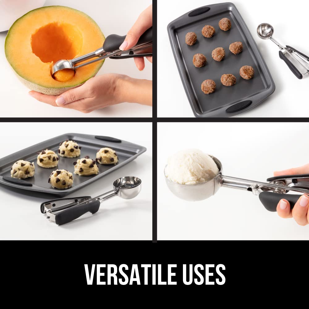 Gorilla Grip versatile scoop sizes suit cookies, muffins, meatballs, and more.