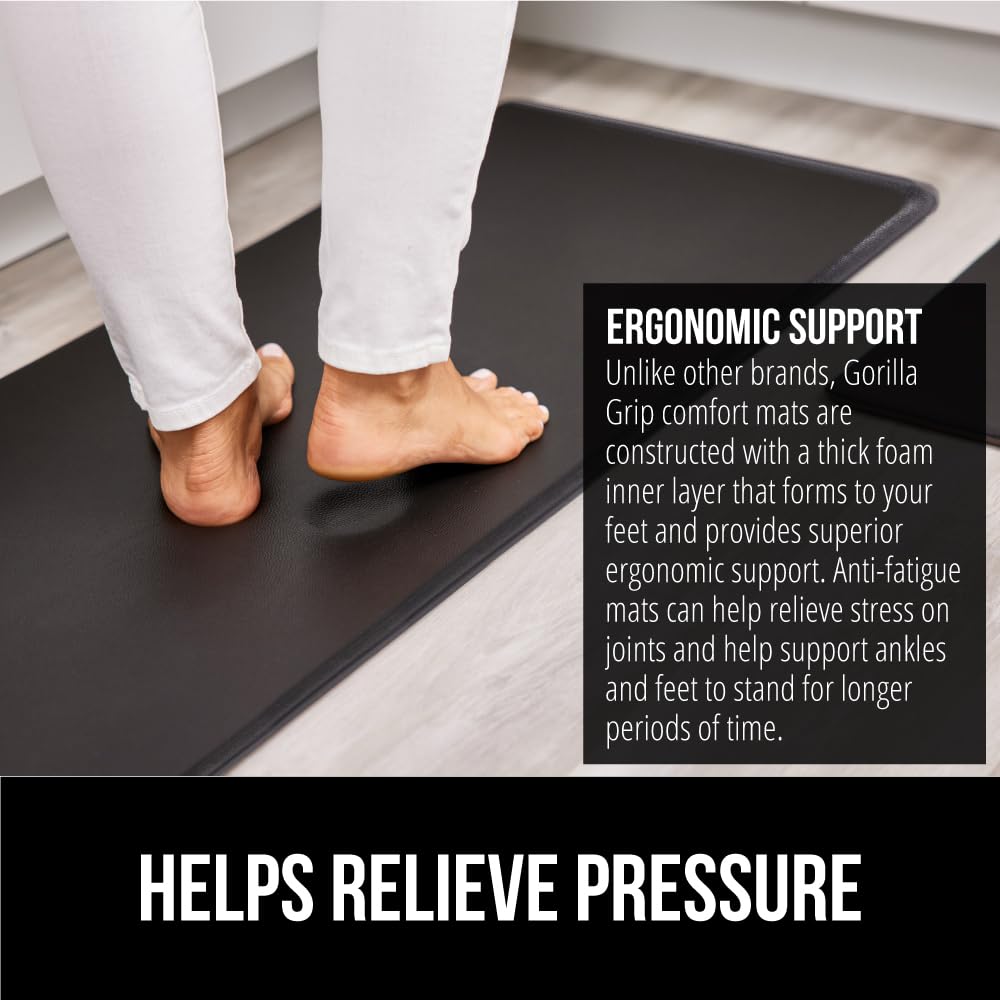 GORILLA GRIP waterproof, stain-resistant top surface stays clean and easy to wipe.