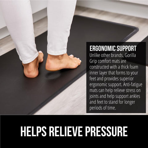 GORILLA GRIP waterproof top-side highlights easy cleanup and stain resistance.