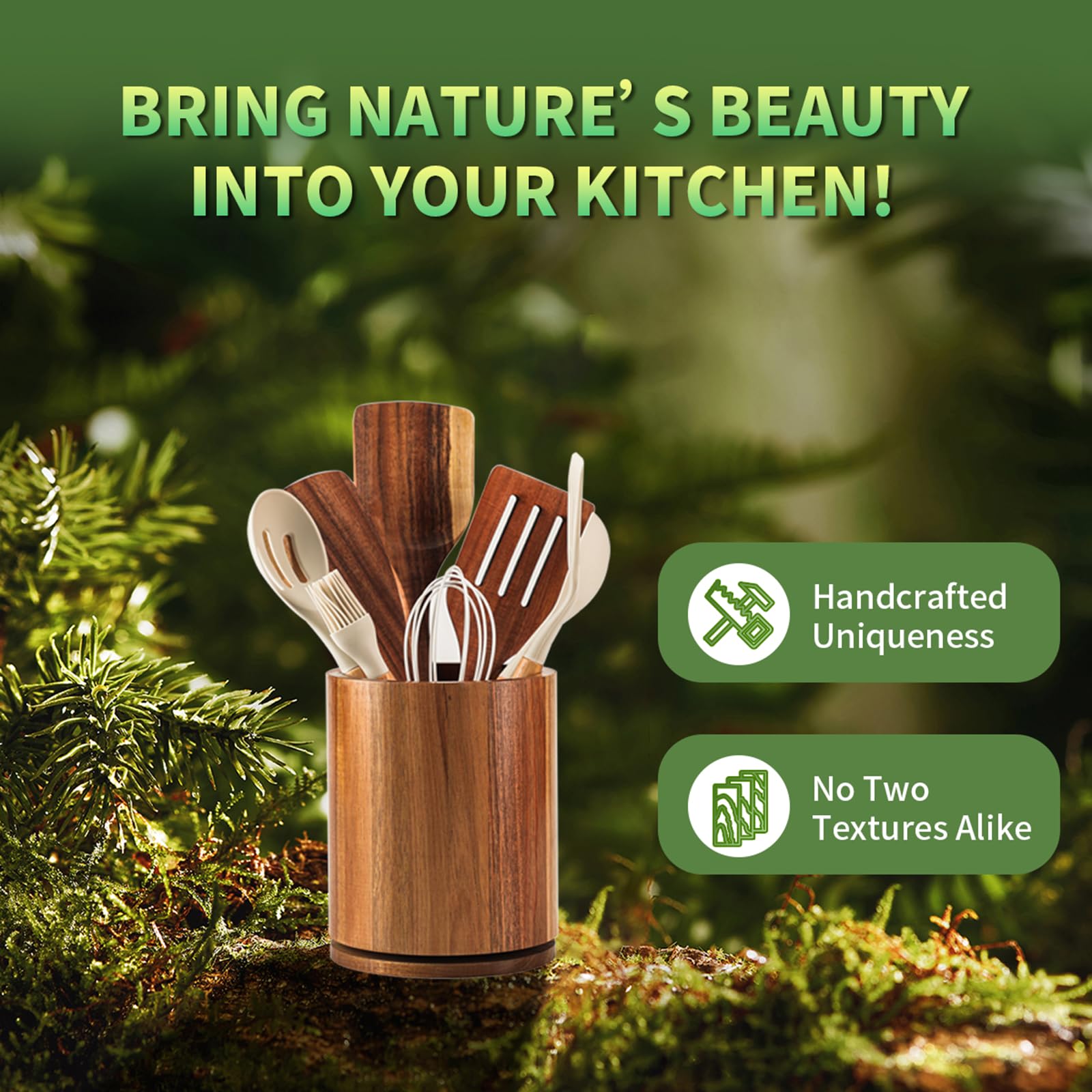 Gorsent farmhouse-style utensil holder complements rustic counters