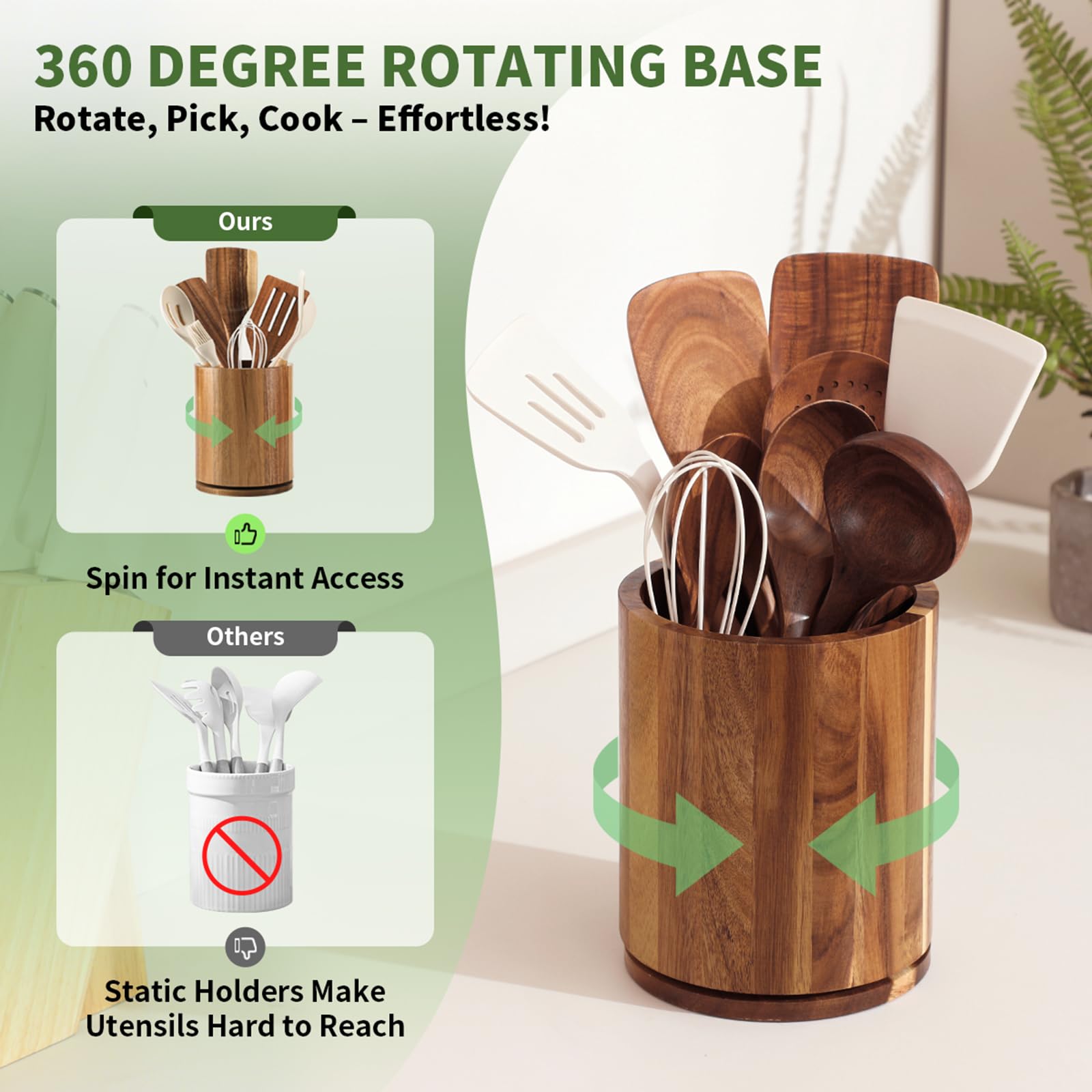 Gorsent large utensil holder on countertop keeps tools organized
