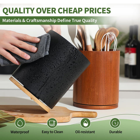 Gorsent utensil crock keeps spatulas and ladles within reach