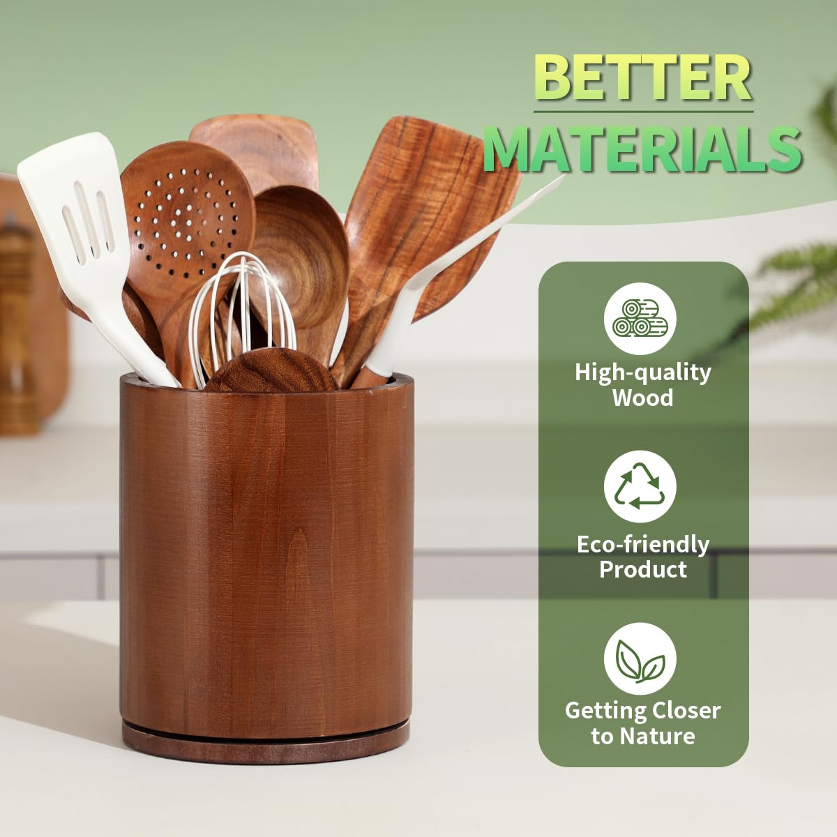 Gorsent countertop utensil crock enhancing farmhouse-style kitchens.