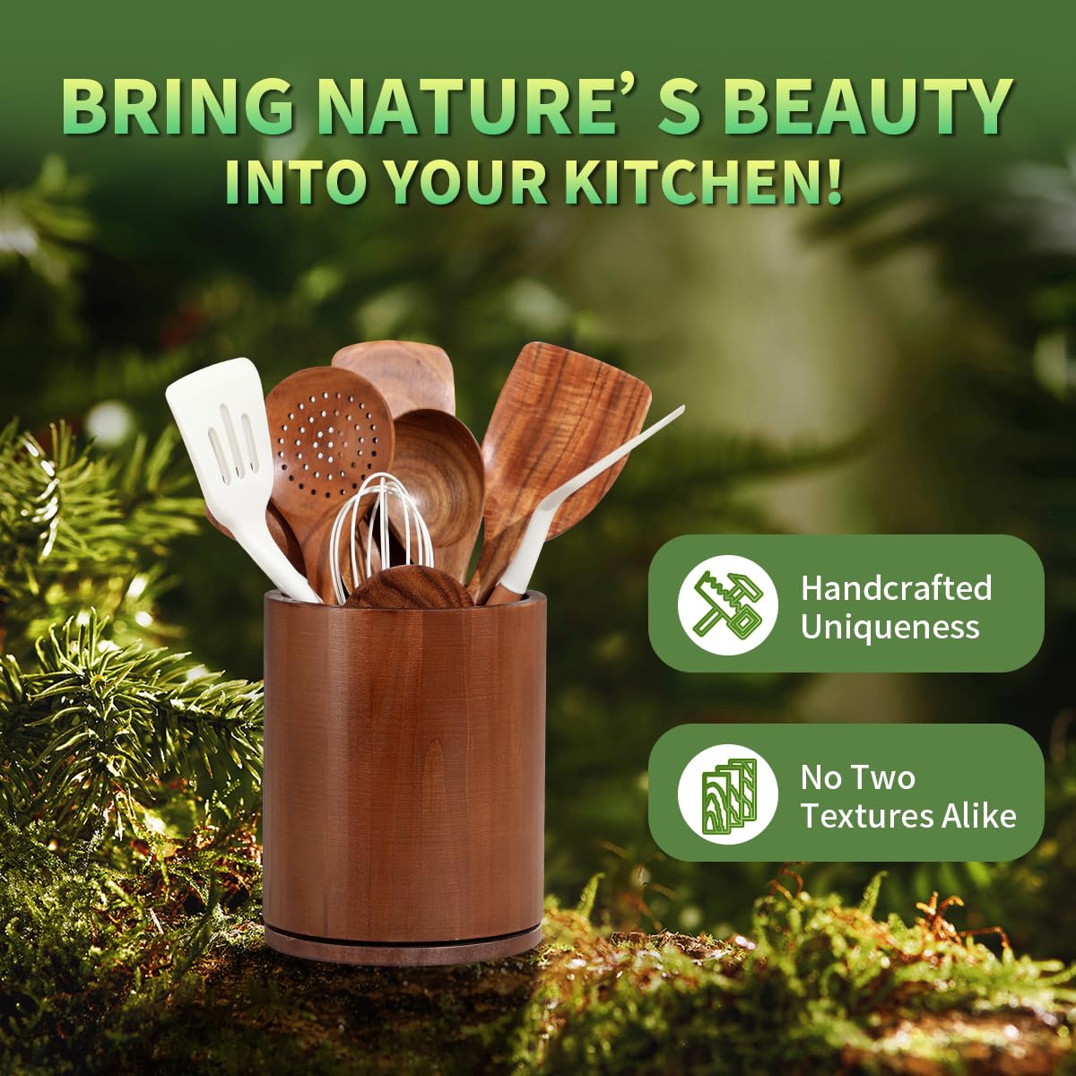 Gorsent rustic kitchen organizer adds warmth and order.