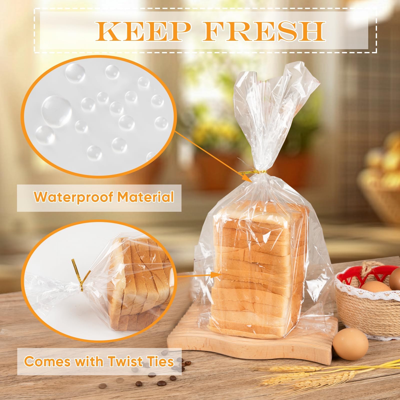 Goruru Bread Bags 110 ties in 4 colors help label flavors or dates.