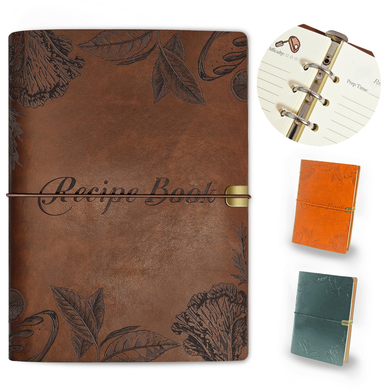 GoShambar blank recipe book cover in durable leather for spill cleanup