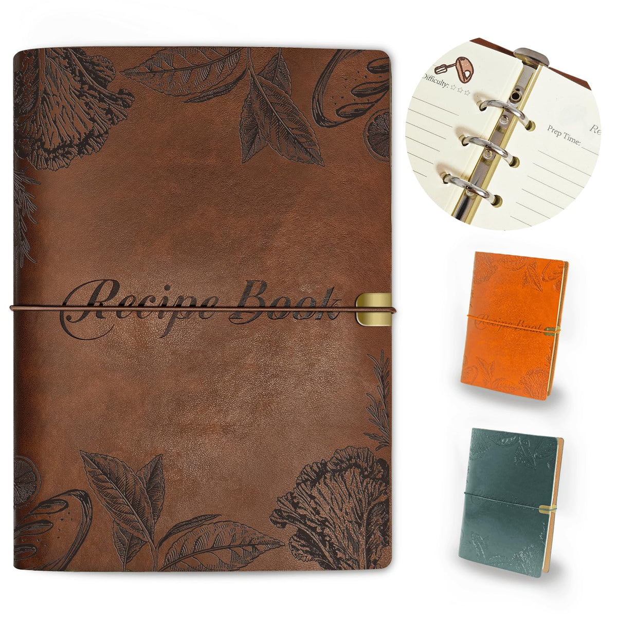 GoShambar blank recipe book cover in durable leather for spill cleanup