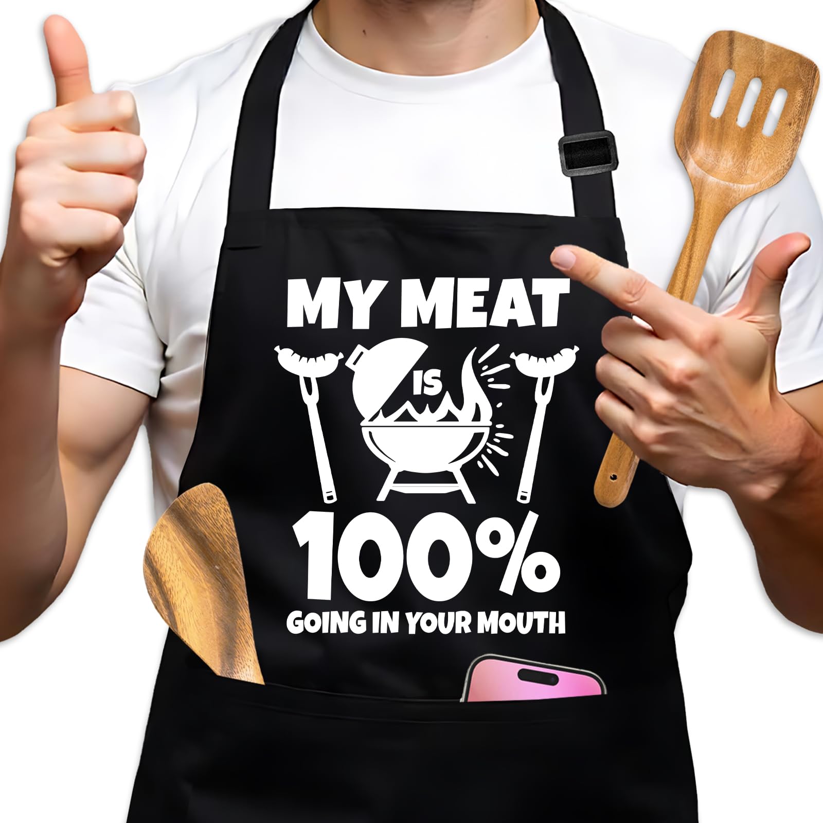 GOSJINNK funny apron front view with bold text for grilling sessions