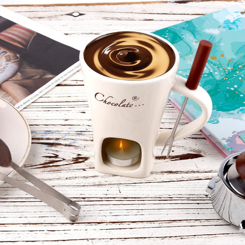 Gosknor elegant white ceramic fondue design serves as a classy centerpiece