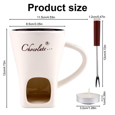 Gosknor white ceramic fondue cup ready for chocolate, cheese, or caramel