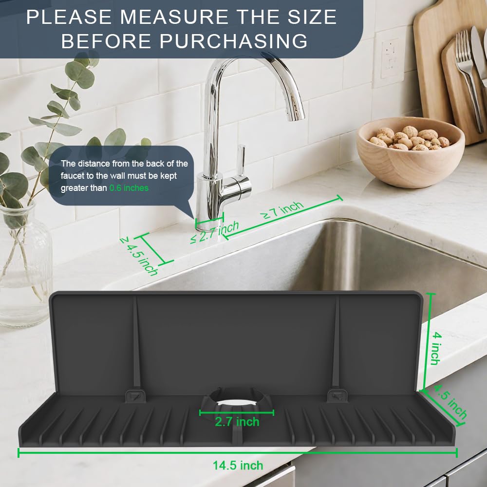 Gosmol faucet mat wrap-around design around faucet base prevents leaks