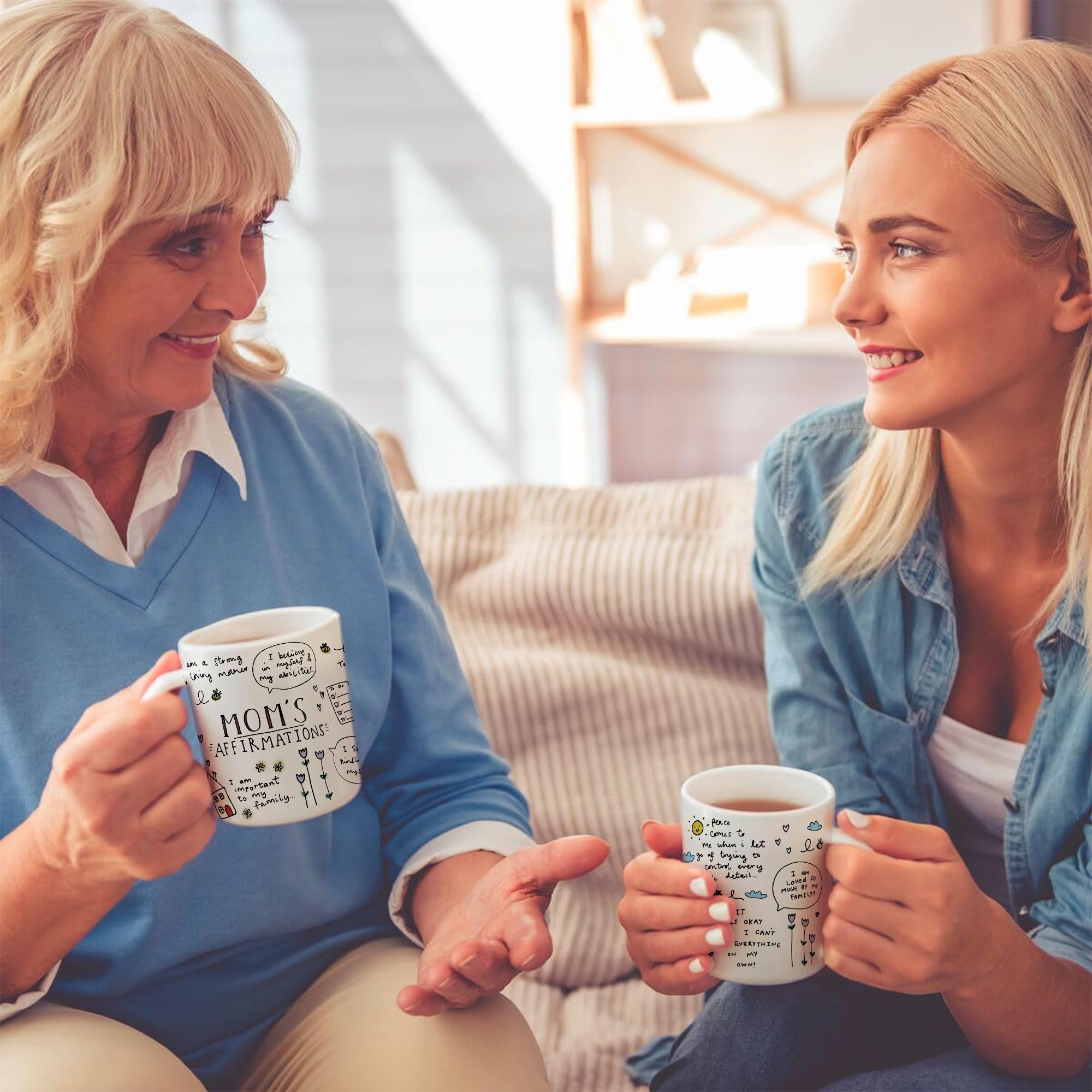 Gossby Mom Affirmation Coffee Mug close-up text on glossy glaze
