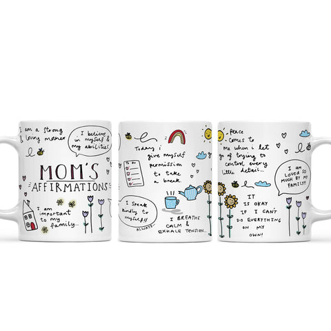 Gossby Mom Affirmation Coffee Mug cozy morning scene with coffee