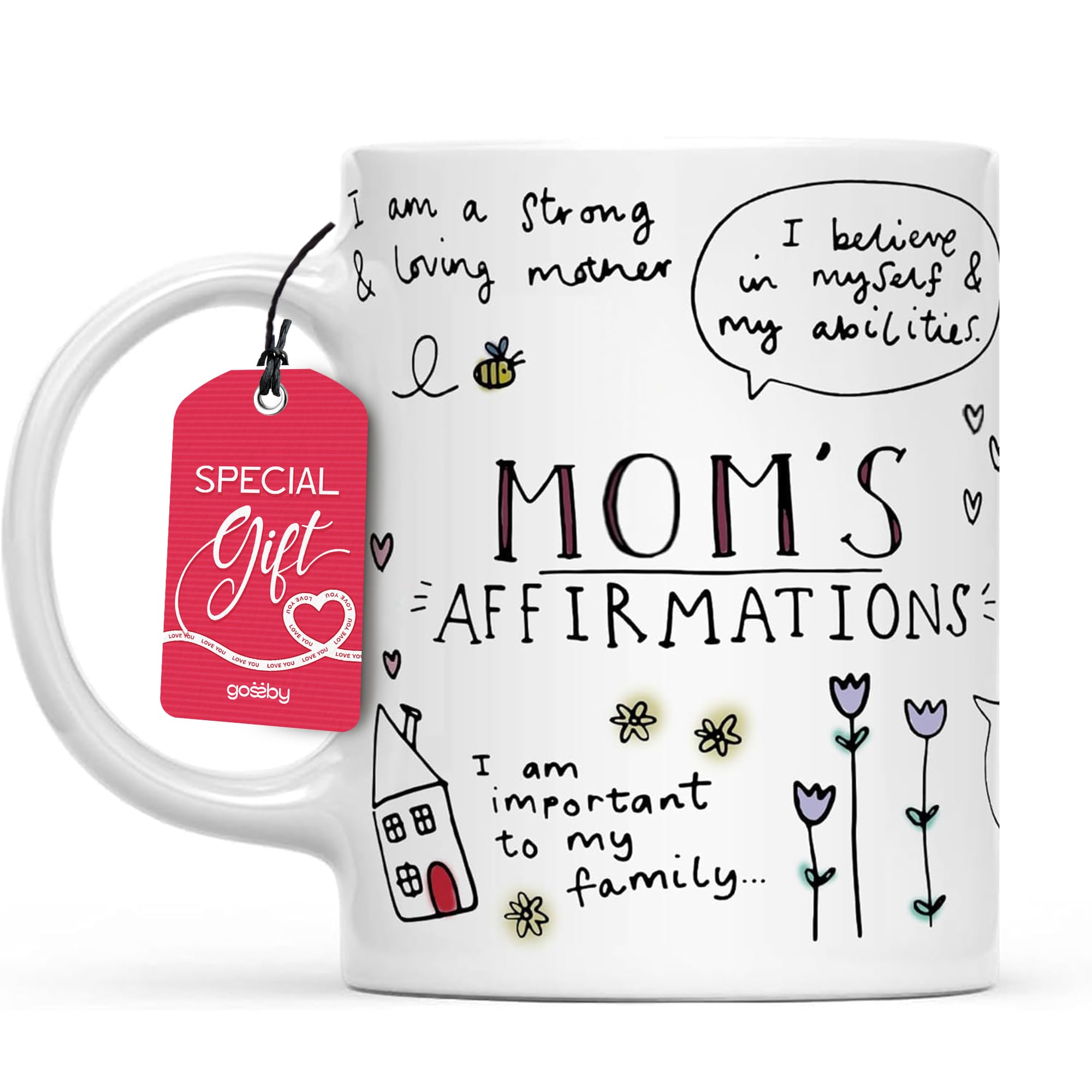 Gossby Mom Affirmation Coffee Mug front view ideal for morning rituals