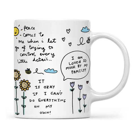 Gossby Mom Affirmation Coffee Mug held in hand for cozy sipping