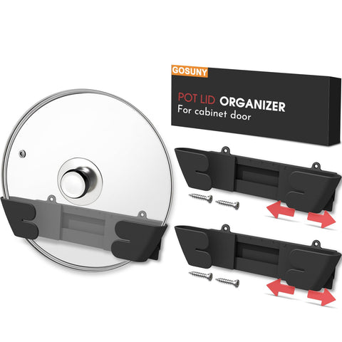 Gosuny adjustable lid holder wall-mount keeps lids organized and accessible.