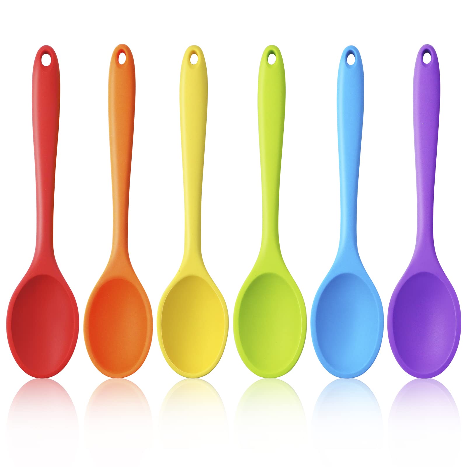 GothaBach 6-pack large silicone spoons in six colors for versatile kitchen use.