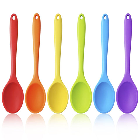 GothaBach 6-pack large silicone spoons in six colors for versatile kitchen use.