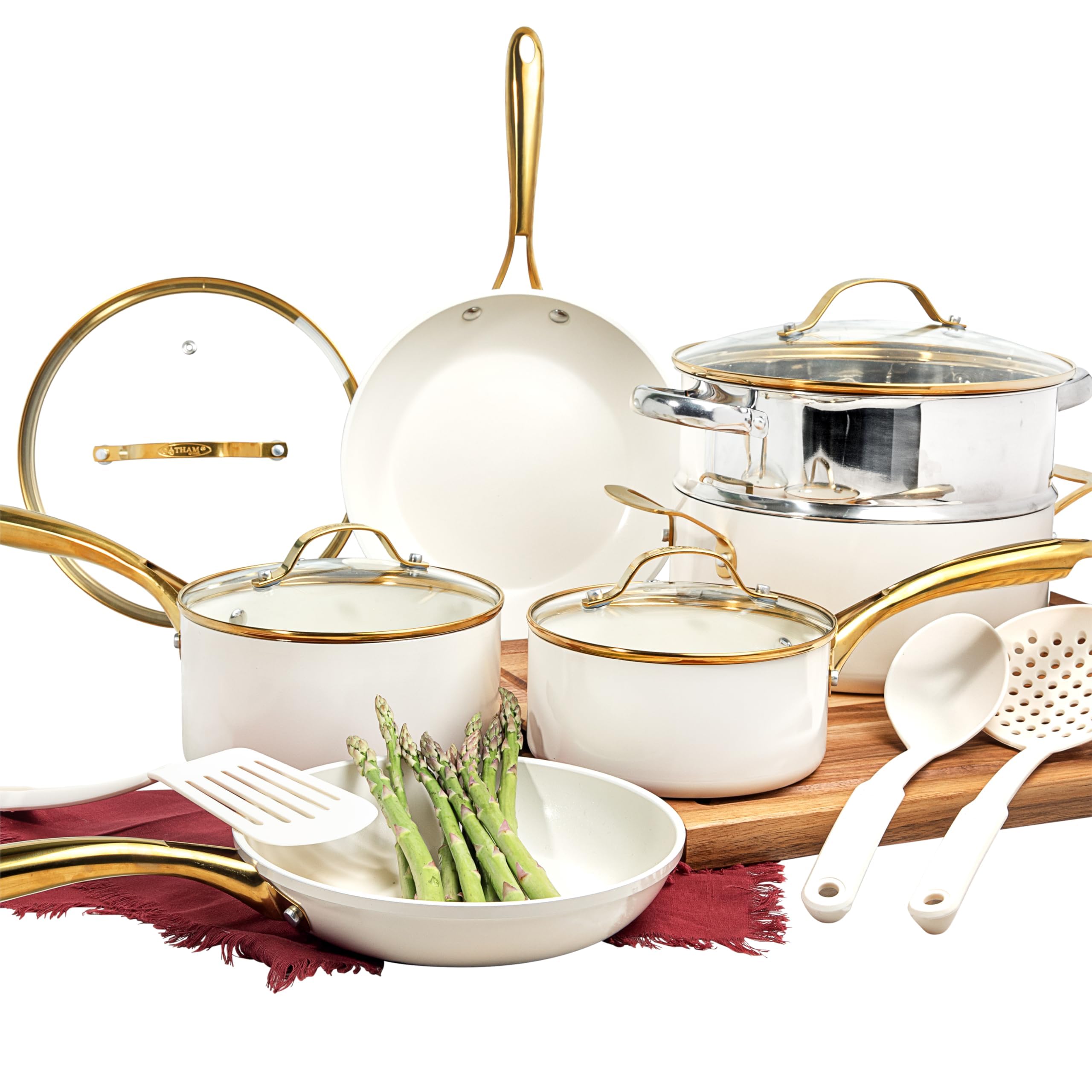 Gotham Steel 15pc ceramic set with durable nonstick and easy cleanup.