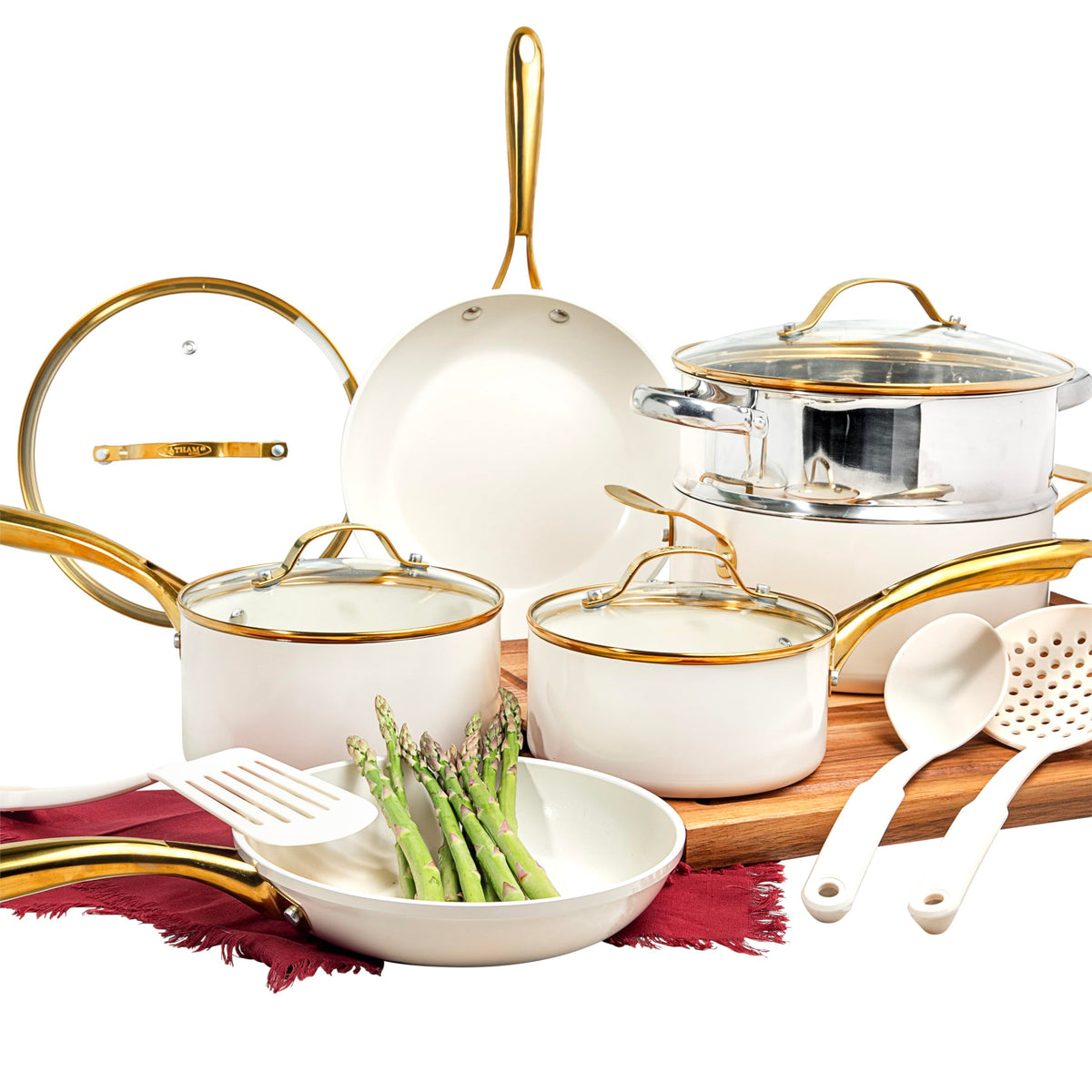 Gotham Steel 15pc ceramic set with durable nonstick and easy cleanup.