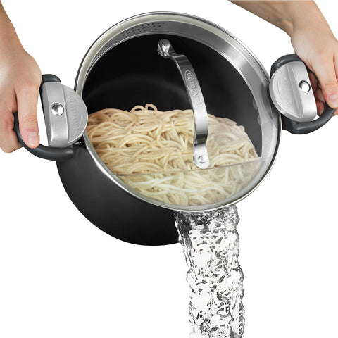 Gotham Steel 5 qt stock pot with strainer lid for easy pasta draining