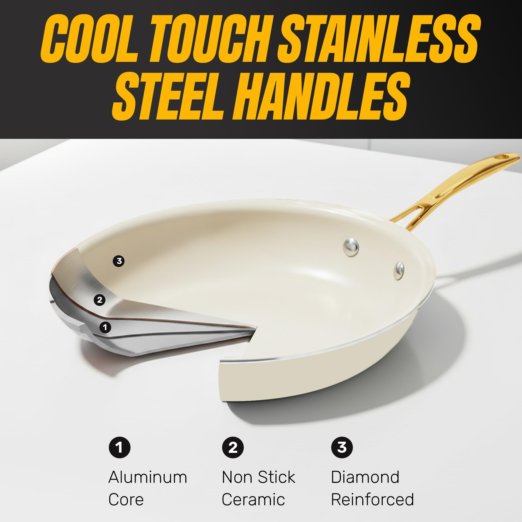 Gotham Steel 5qt stockpot with steamer for soups and vegetables.