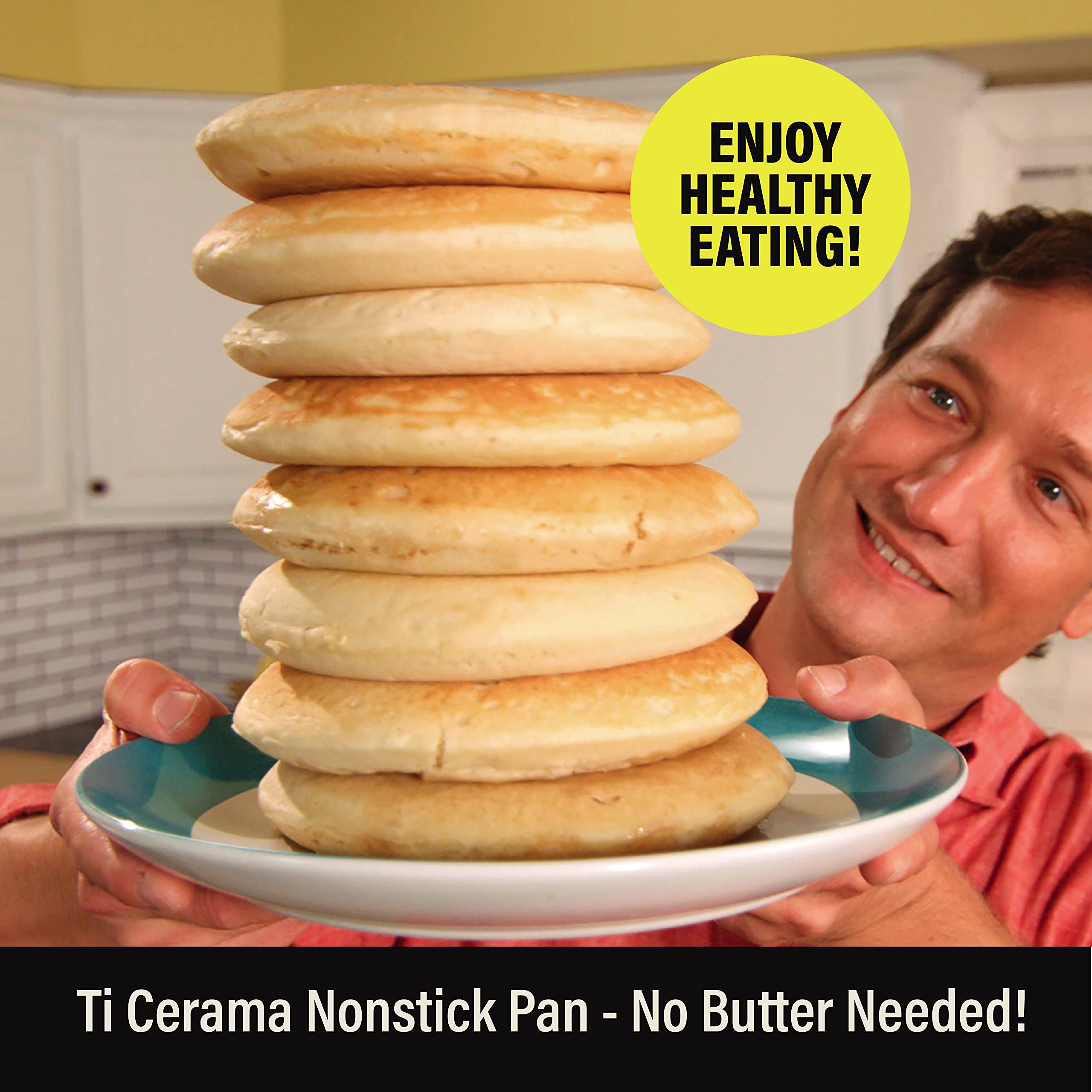 Gotham Steel ceramic nonstick coating for effortless release and quick cleanup.