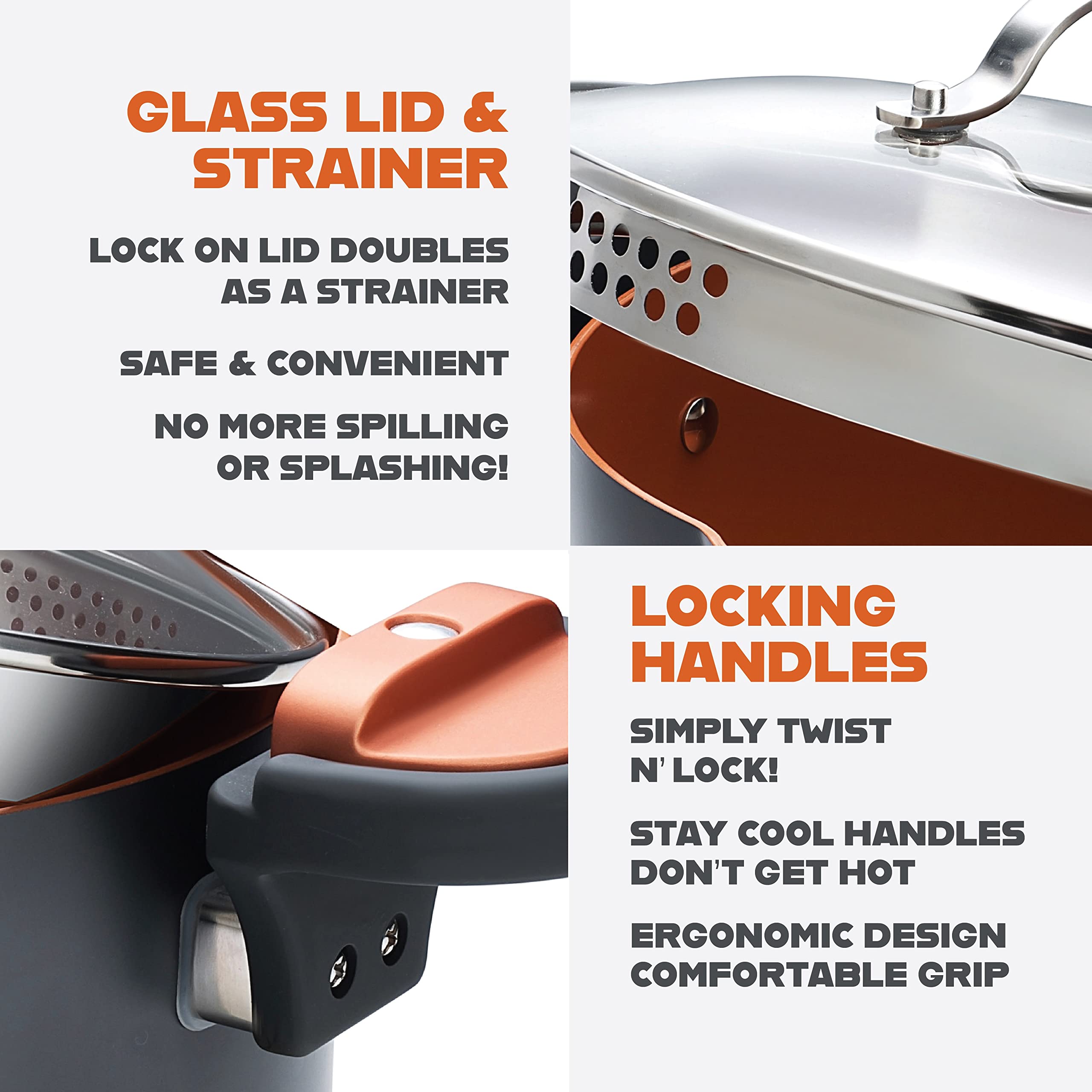 Gotham Steel ceramic nonstick surface for effortless food release