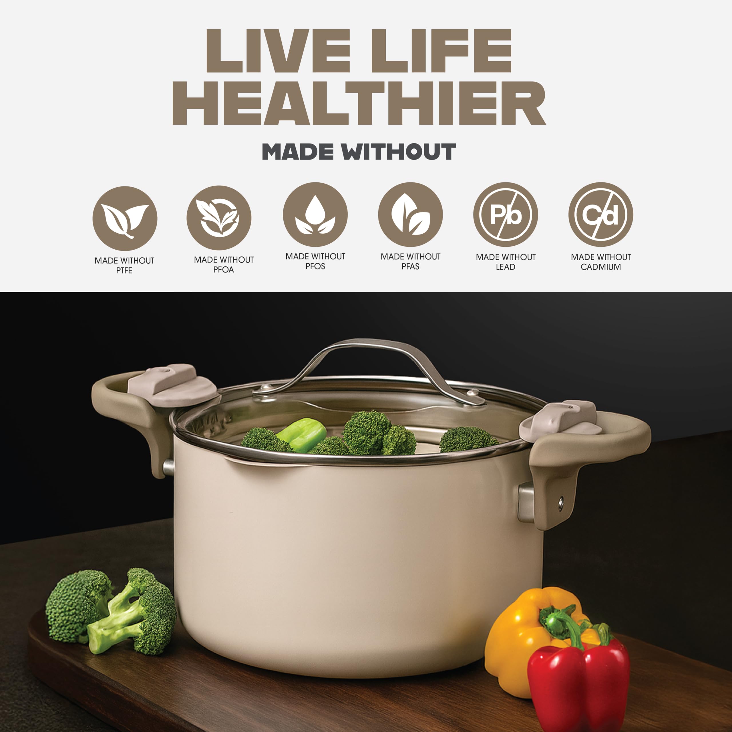 Gotham Steel pasta pot is dishwasher-safe for effortless cleanup