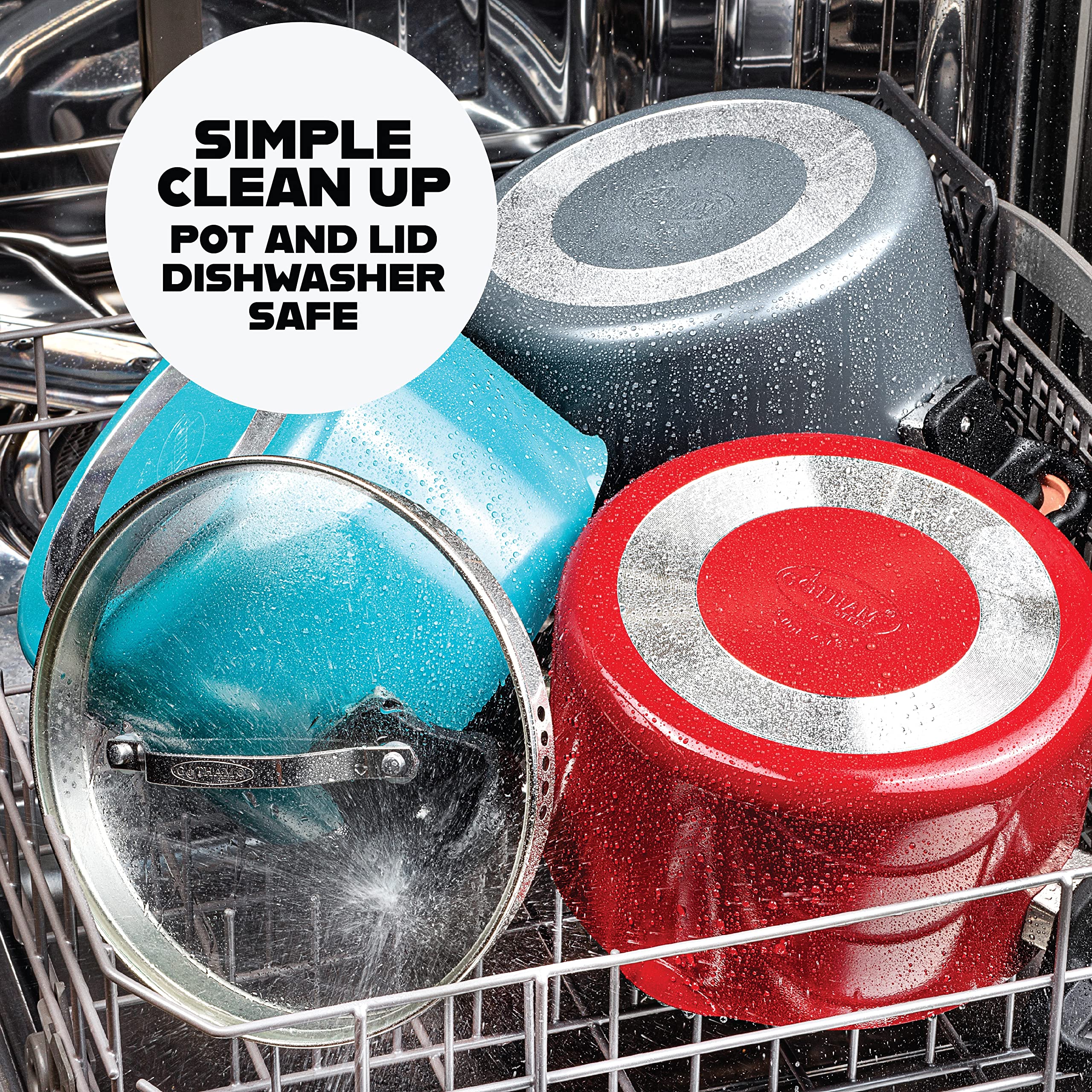 Gotham Steel is dishwasher safe for quick cleanup after meals