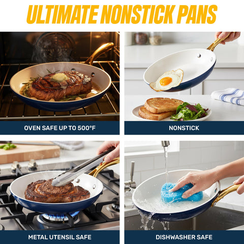 Gotham Steel cookware is oven safe to 500°F and dishwasher safe