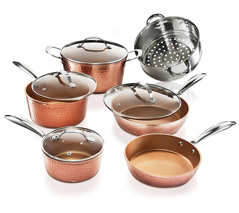 Gotham Steel Hammered 15-Pc Ceramic Cookware Set, full collection for versatile, easy nonstick cooking
