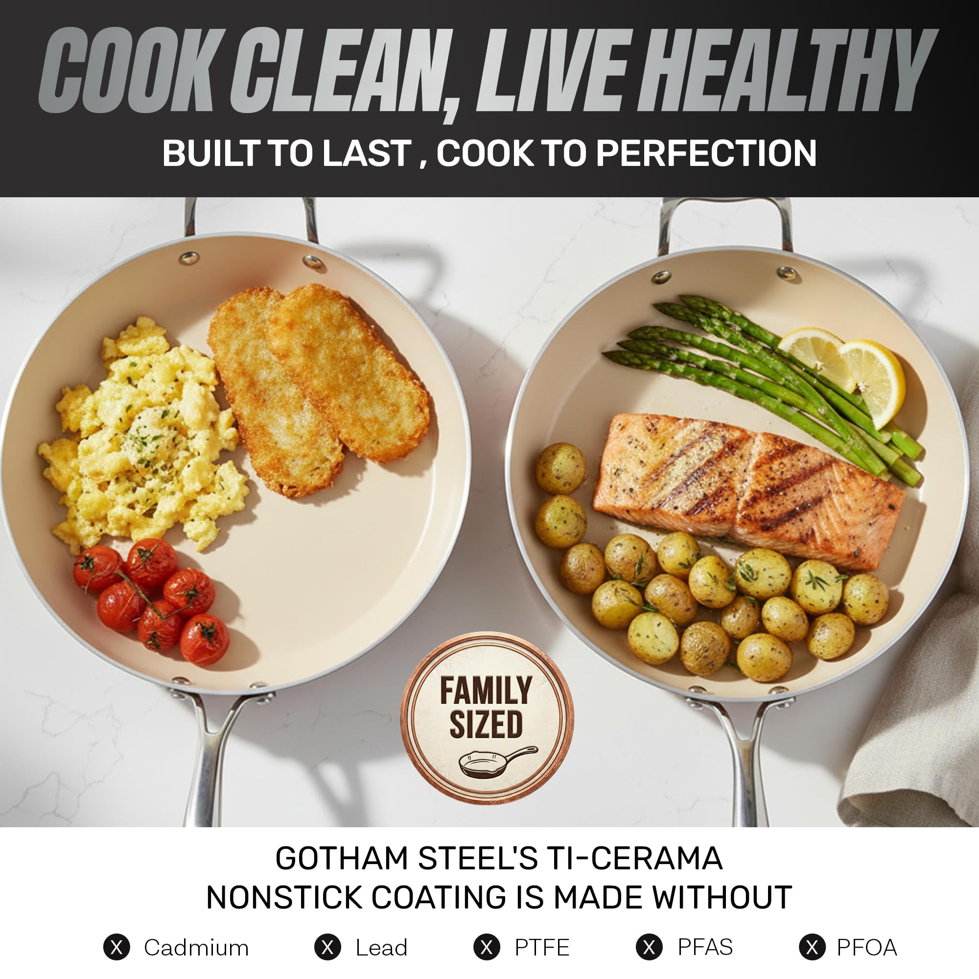 GOTHAM STEEL hammered pan is induction-ready for versatile cooking.