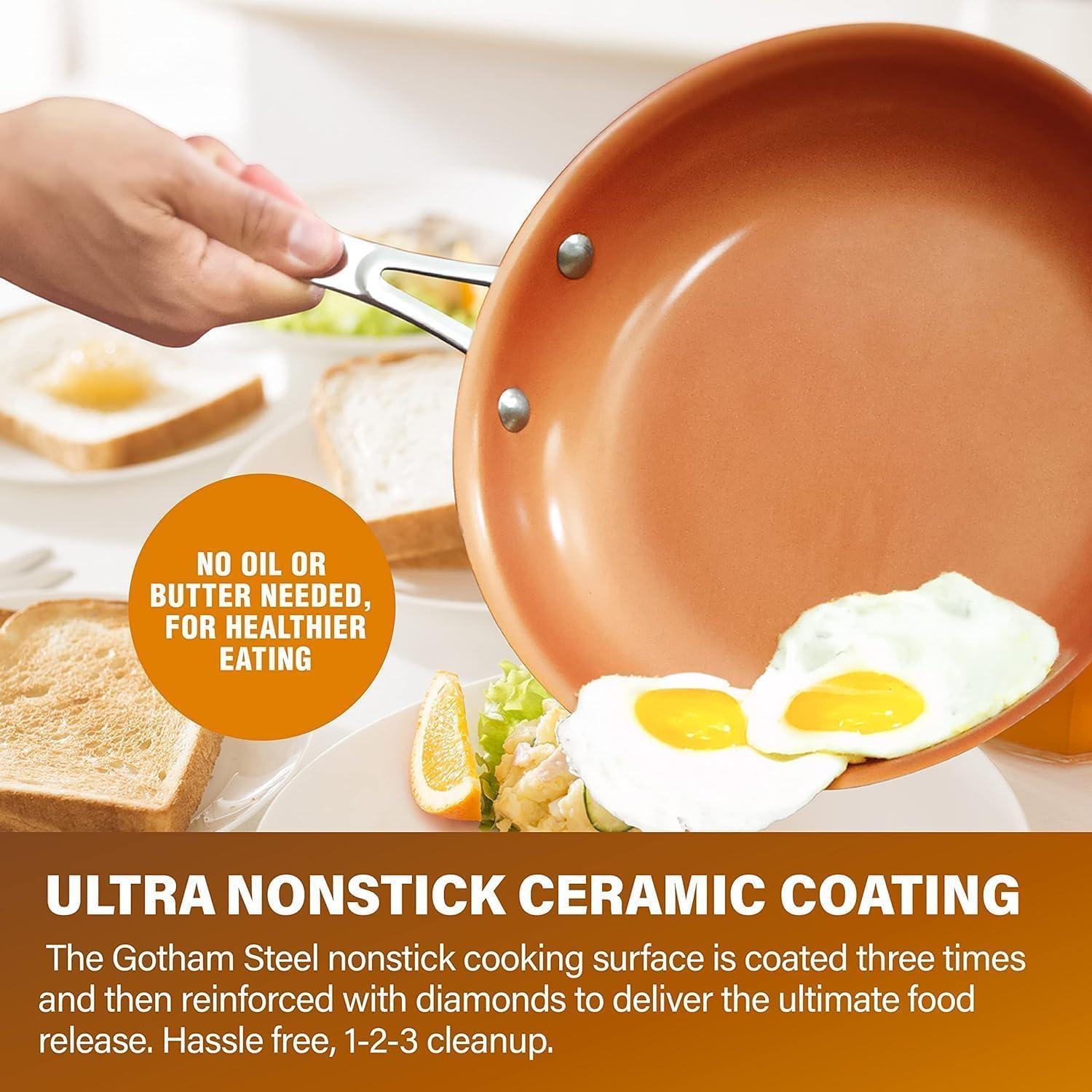 Gotham Steel Pro 1.5qt sauce pan with lid enables versatile simmering.