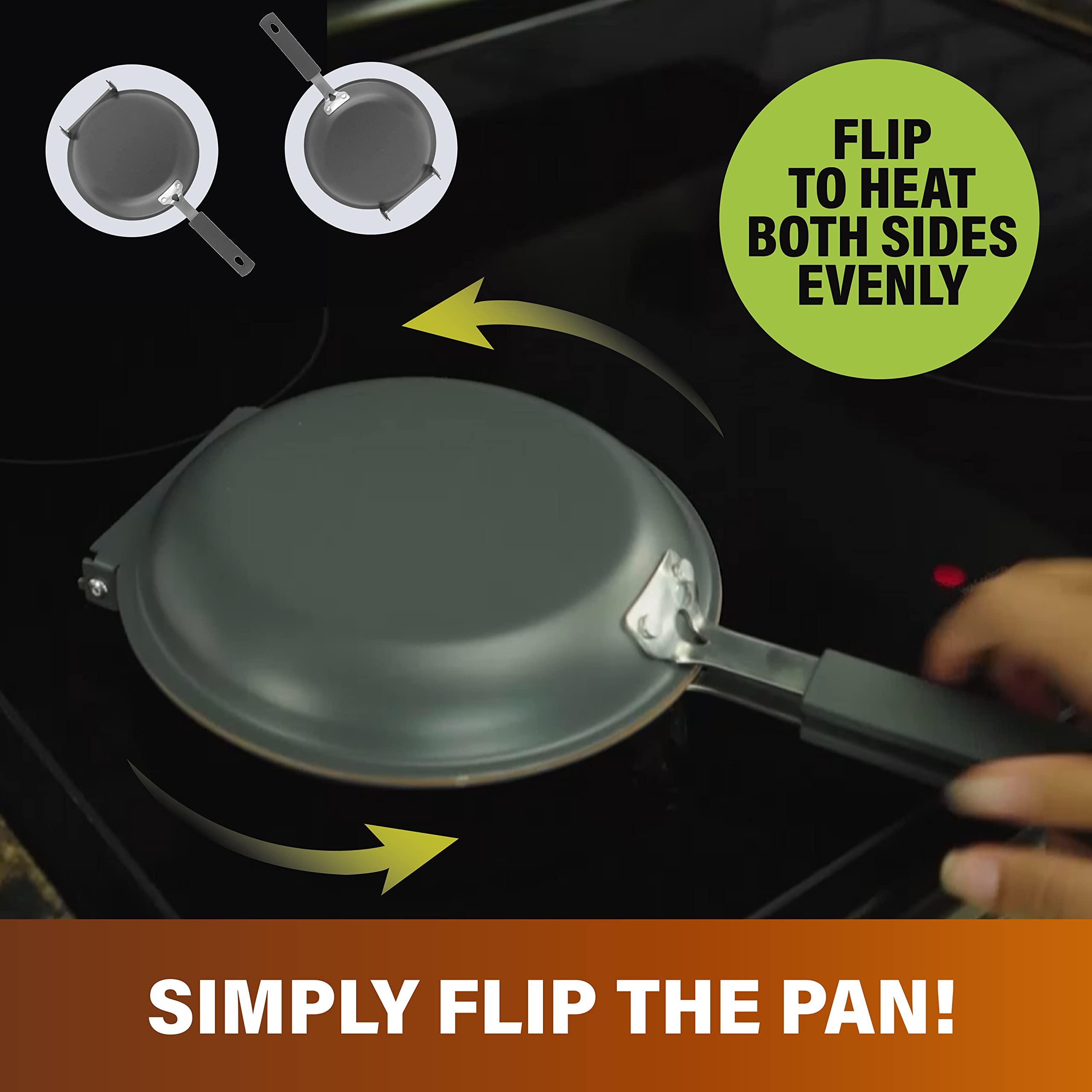 Gotham Steel rubber grip handles stay cool and secure.