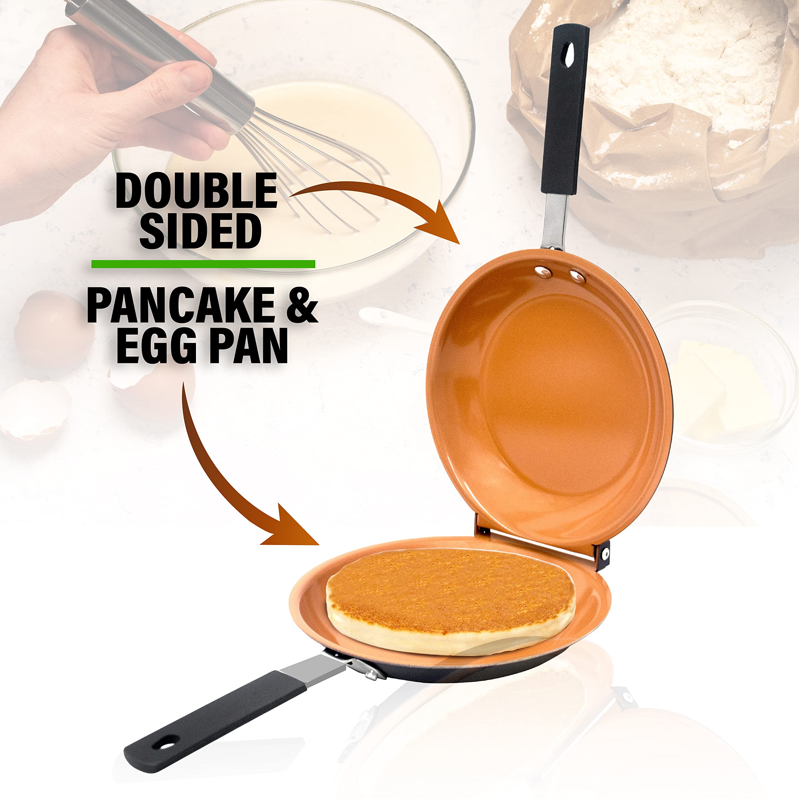 Gotham Steel solid aluminum core delivers even heat across the pan.