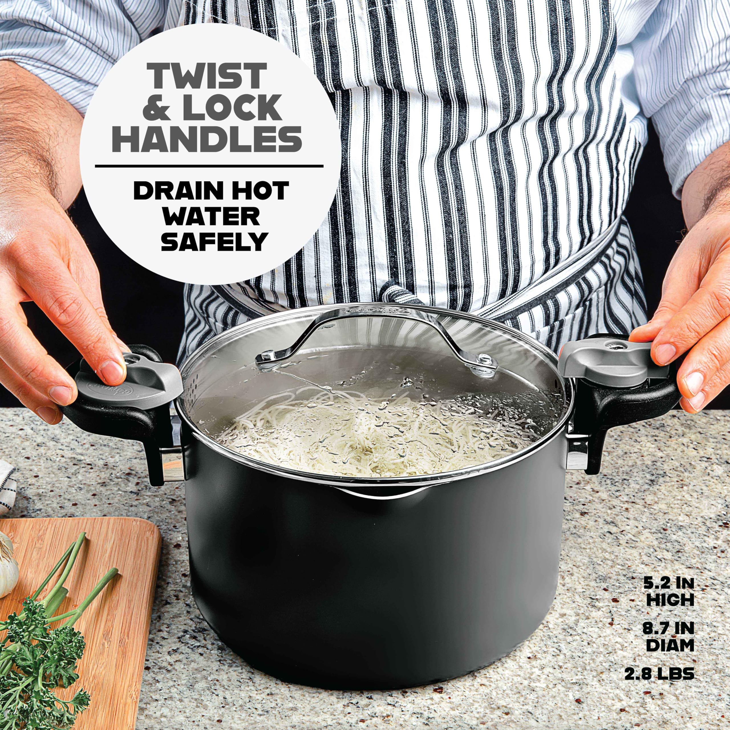 Gotham Steel stock pot dishwasher safe for quick cleanup