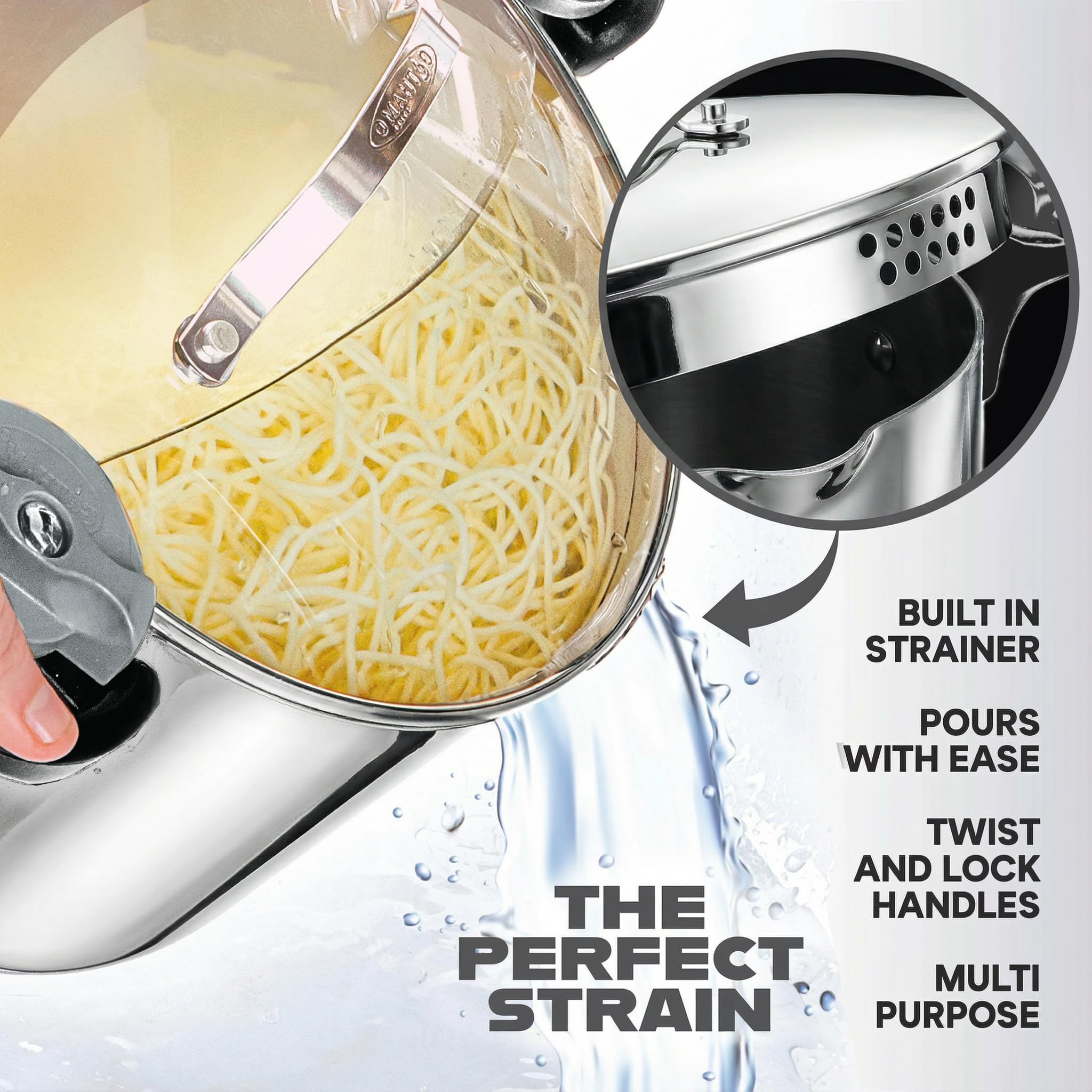 GOTHAM STEEL twist and lock handles shown for safe lifting