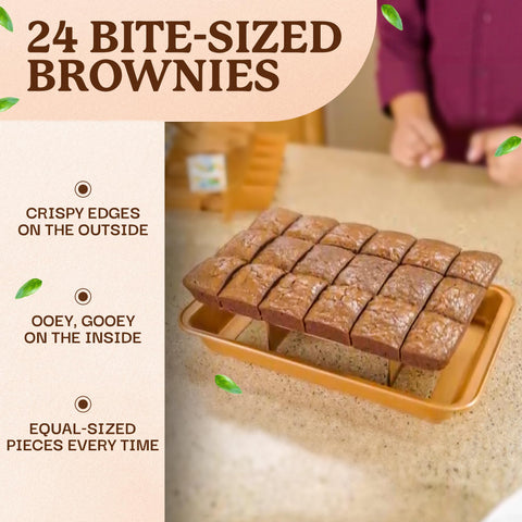 Gotham Steel XL pan featuring 24 pre-cut molds for quick servings