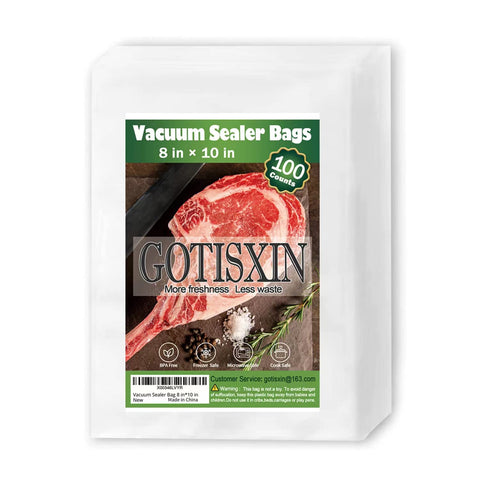 GOTISXIN 100 Quart vacuum bags with airtight seal help keep foods fresh longer.