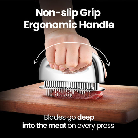 Gourmet Easy ergonomic handle delivering steady, even pressure during tenderizing